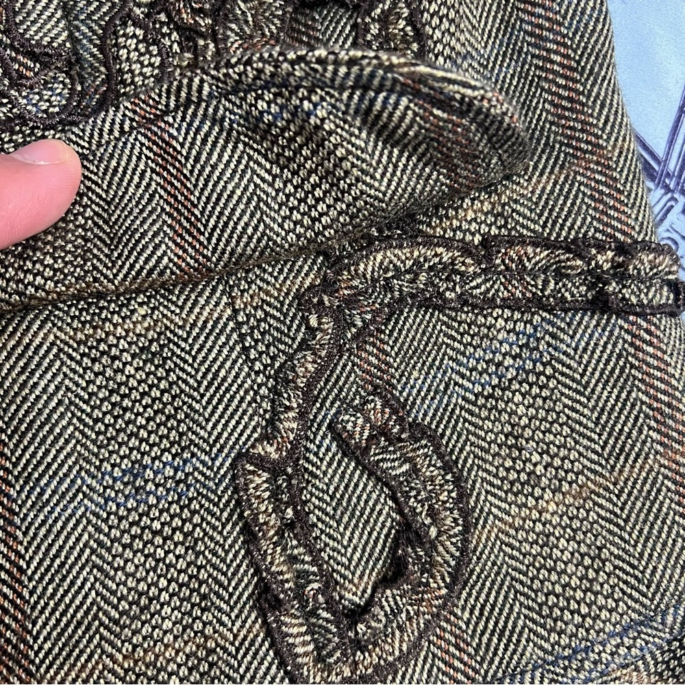 Coldwater Creek Brown Tweed Embroidered Blazer with Rust Lining - Picture 9 of 11